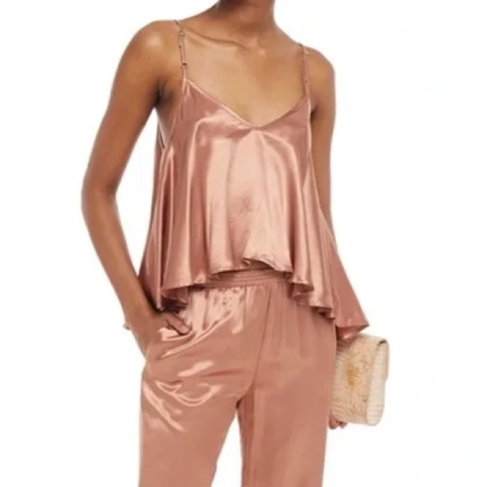 Enza Costa Satin‎ Strappy Satin Swing Style Camisole Bronze Large
